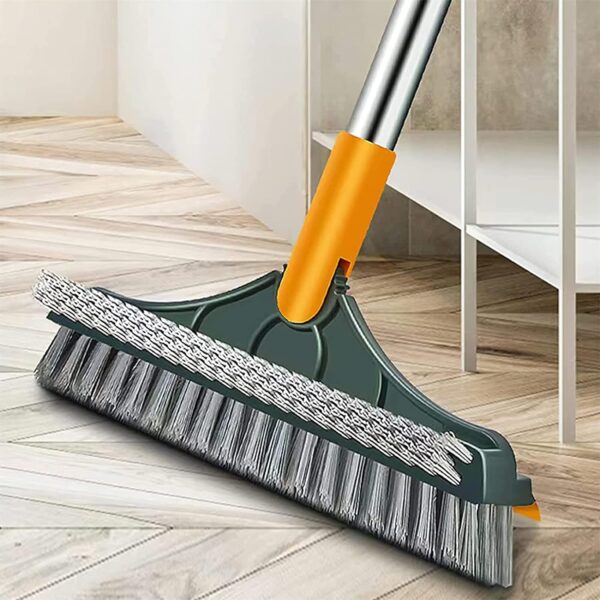 3-in-1 Floor Scrub Brush with Long Handle for Bathroom & Kitchen Cleaning
